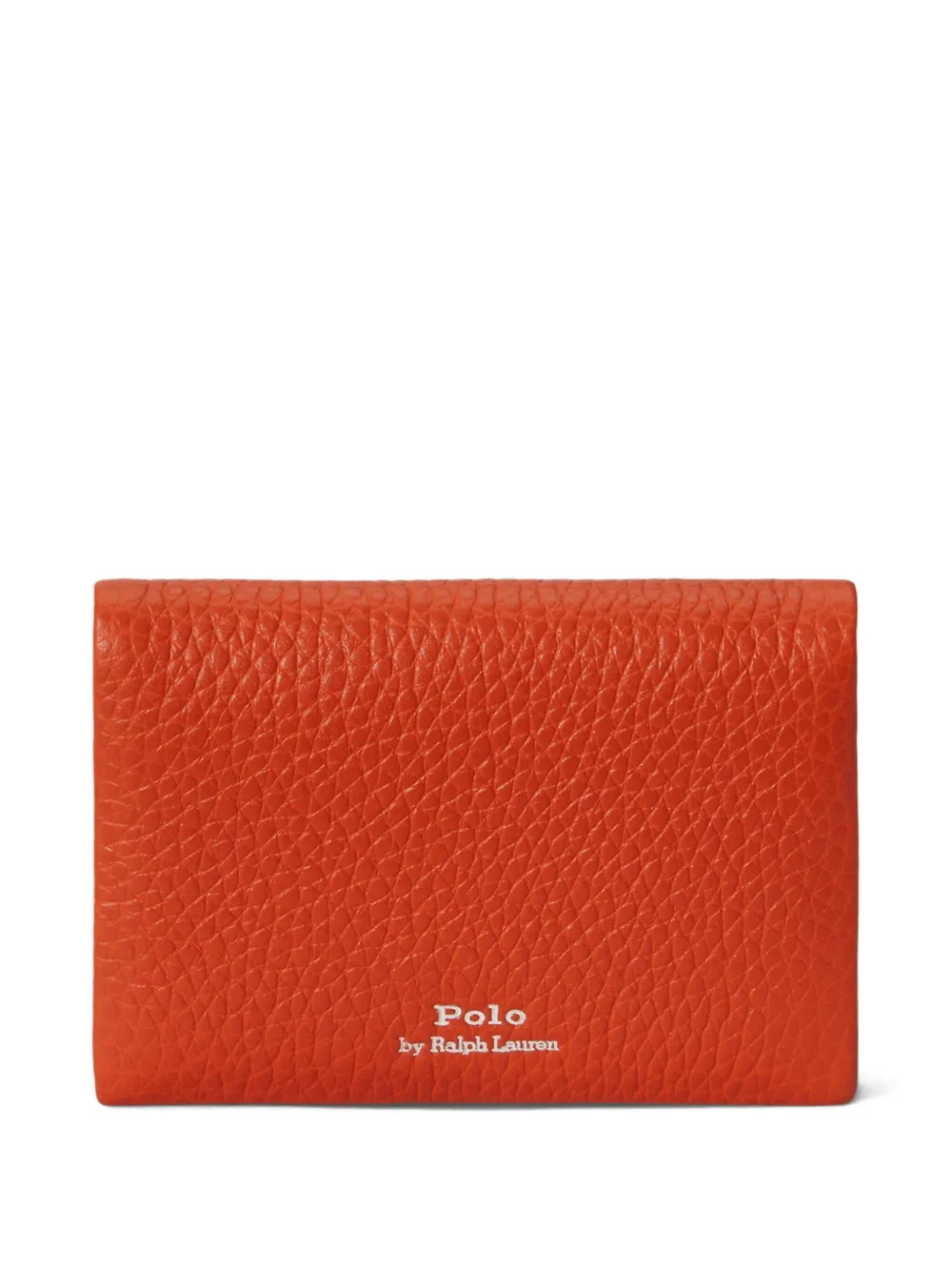 Polo Ralph Lauren Pebbled Leather Snap Wallet In Orange