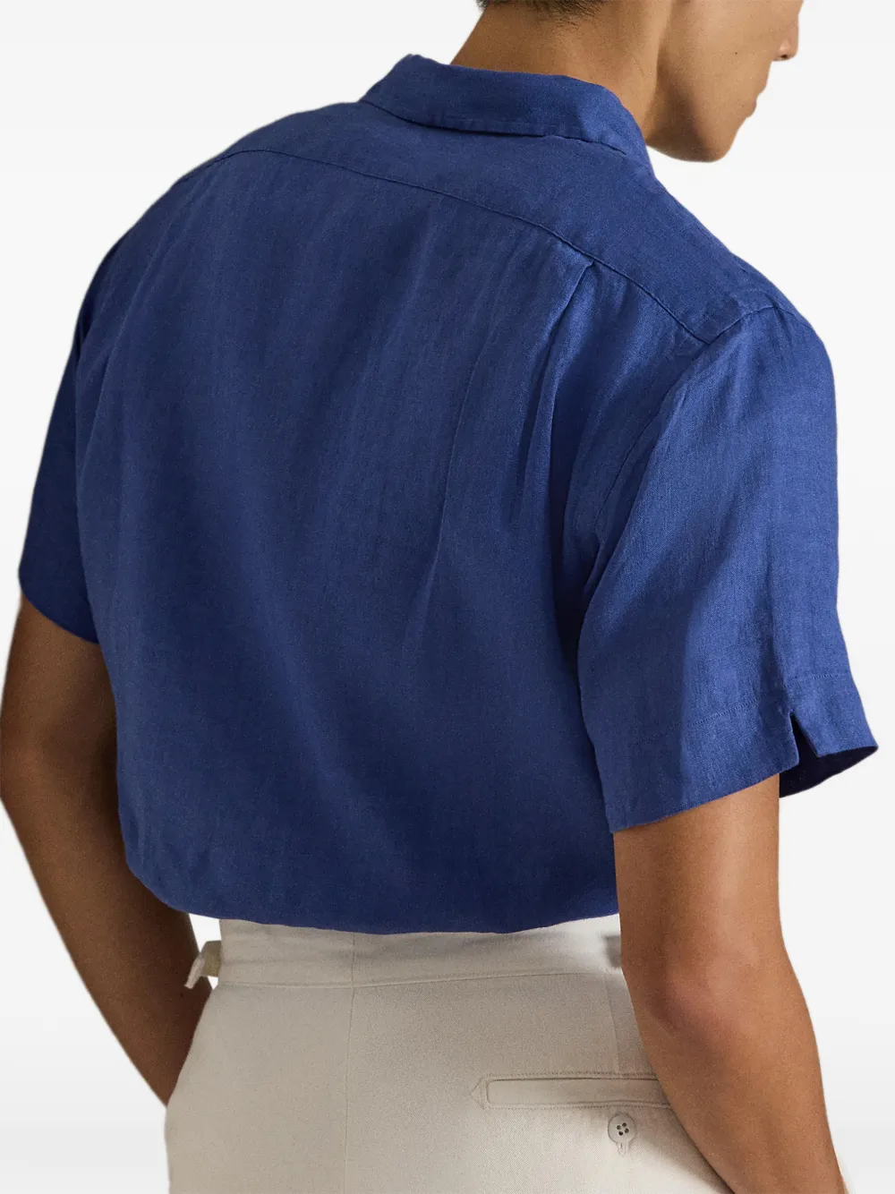 Polo Ralph Lauren Linnen overhemd met geborduurde zak Blauw