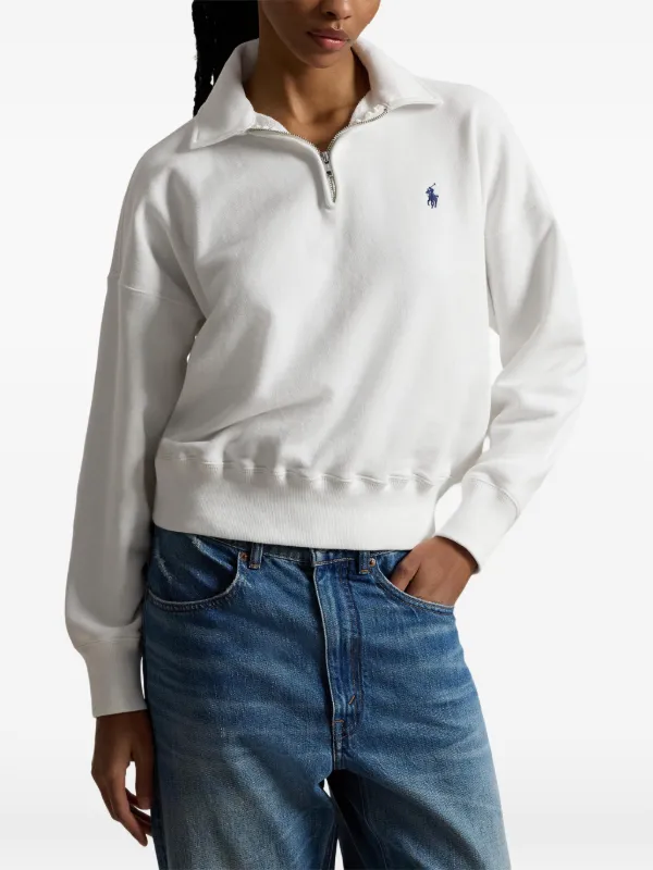 Polo Ralph Lauren Moletom Com Bordado e Zíper Na Gola | Branco