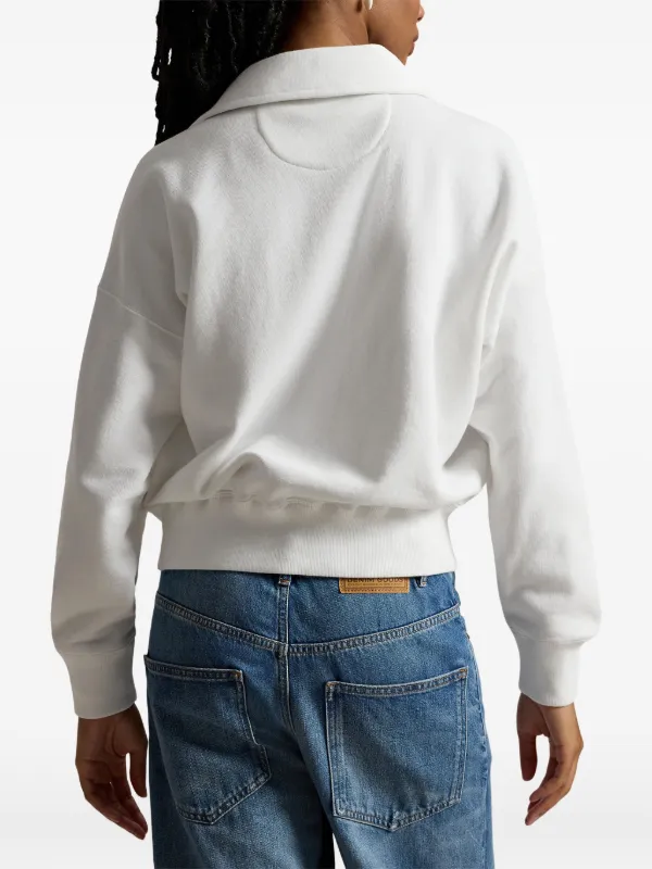 Polo Ralph Lauren zip-collar Embroidered Sweatshirt | White | FARFETCH