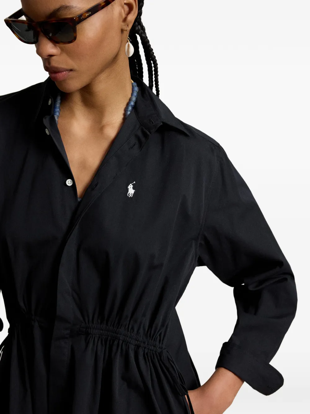 Polo Ralph Lauren Katoenen mini-jurk met lange mouwen Zwart
