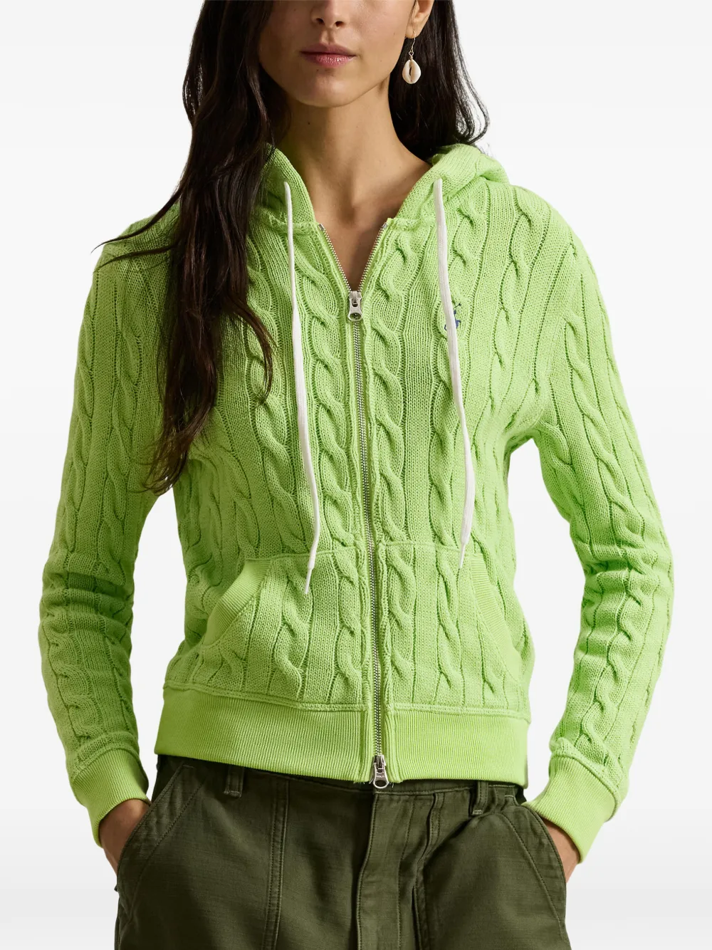 cable-knit zip-up Hoodie
