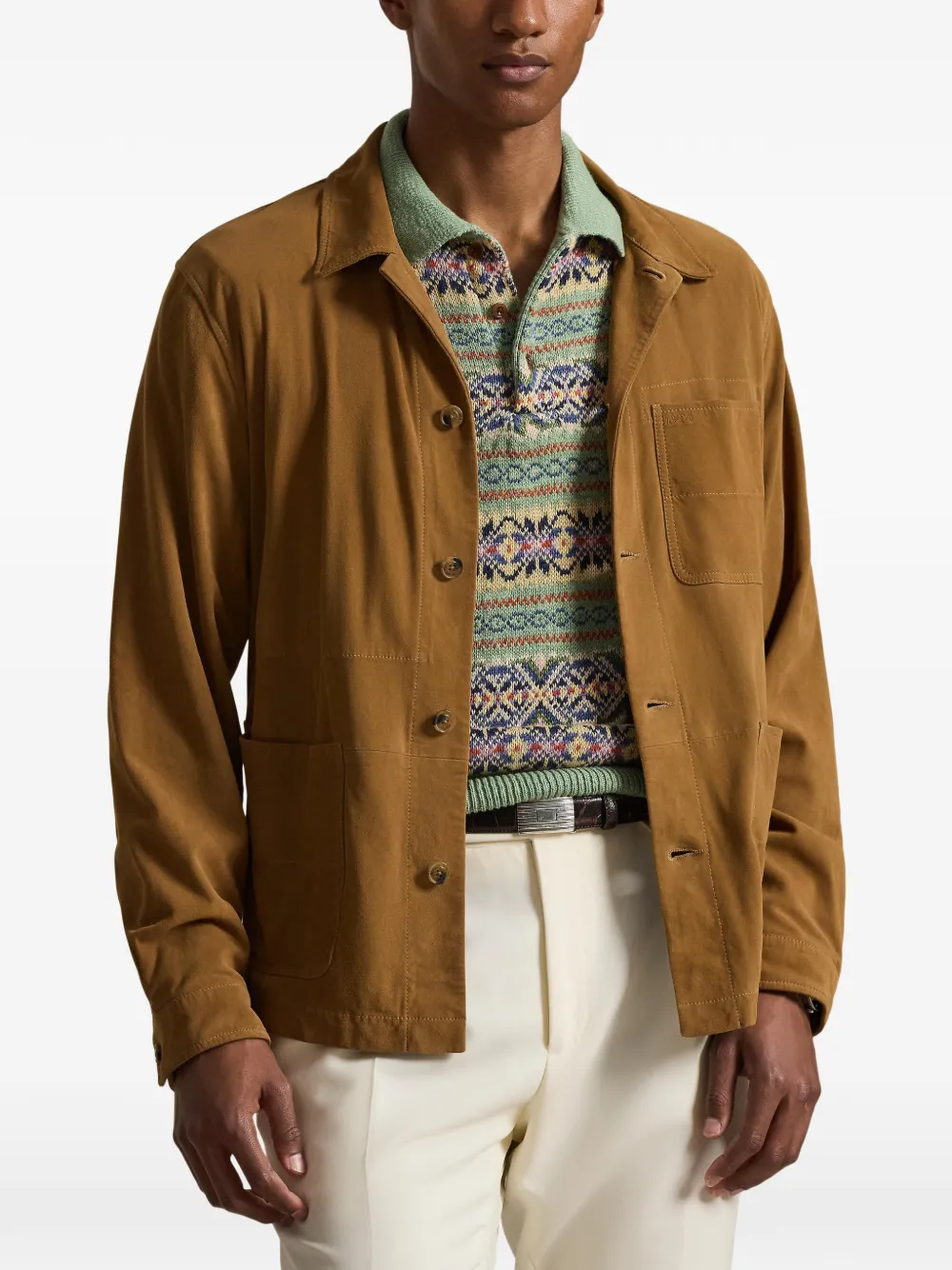  Polo Ralph Lauren Buttoned Suede Jacket - Brown 