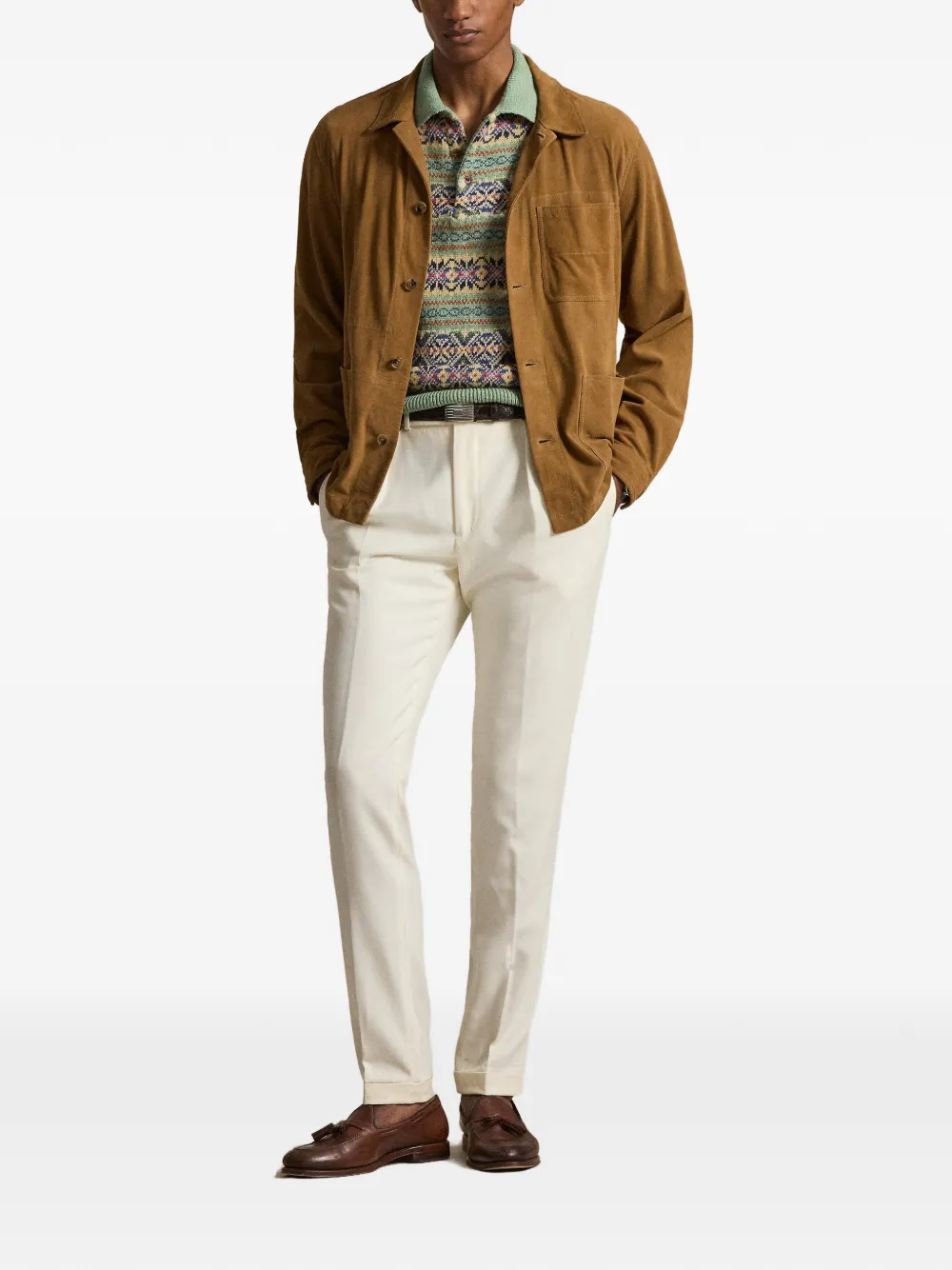  Polo Ralph Lauren Buttoned Suede Jacket - Brown 