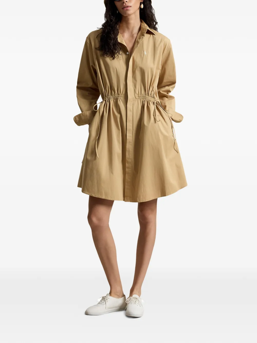 Polo Ralph Lauren Blousejurk met katoenen trekkoord Beige