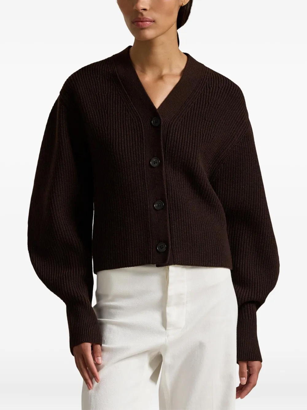 Polo Ralph Lauren Gerippter Cardigan Mit V-ausschnitt In Brown