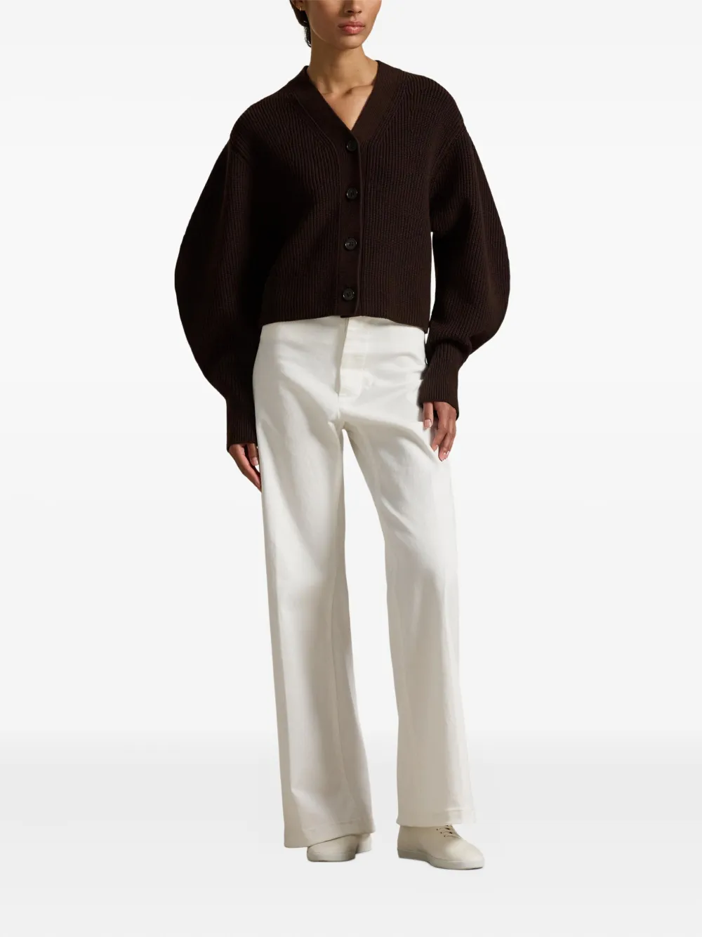 Polo Ralph Lauren Gerippter Cardigan Mit V-ausschnitt In Brown