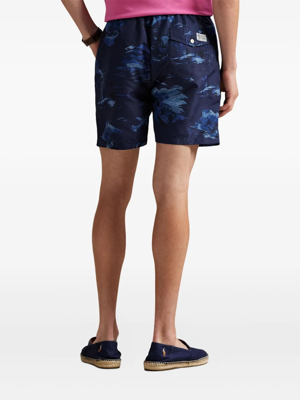 Polo Ralph Lauren Mens Spy Bear Traveller Branded-print Swimming Trunks In Blue