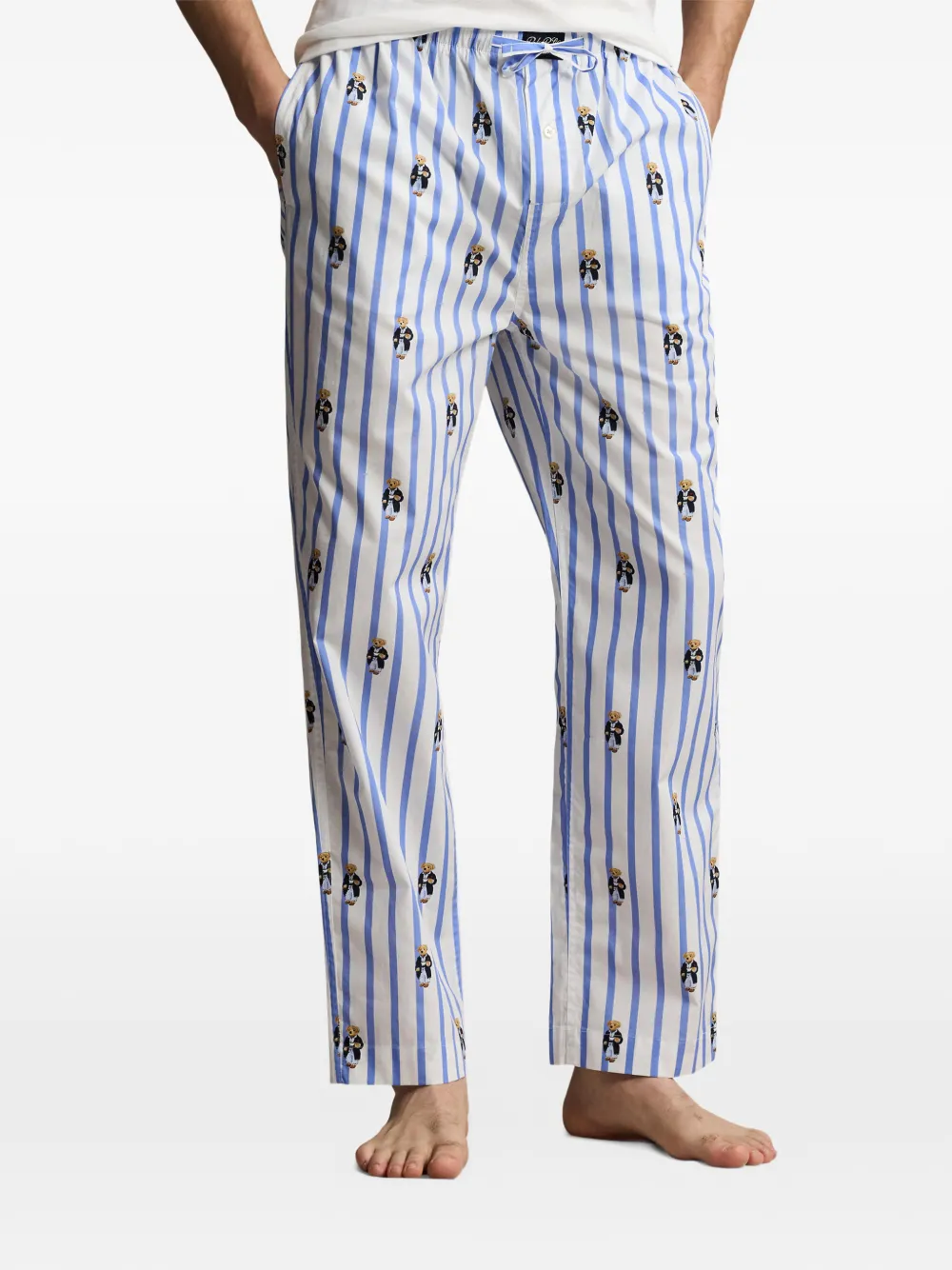 Polo Ralph Lauren Polo Bear gestreepte pyjamabroek Wit