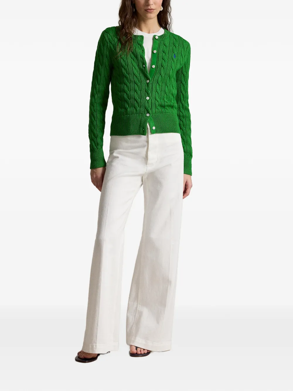 Polo Ralph Lauren Kabelgebreid vest met knopen Groen