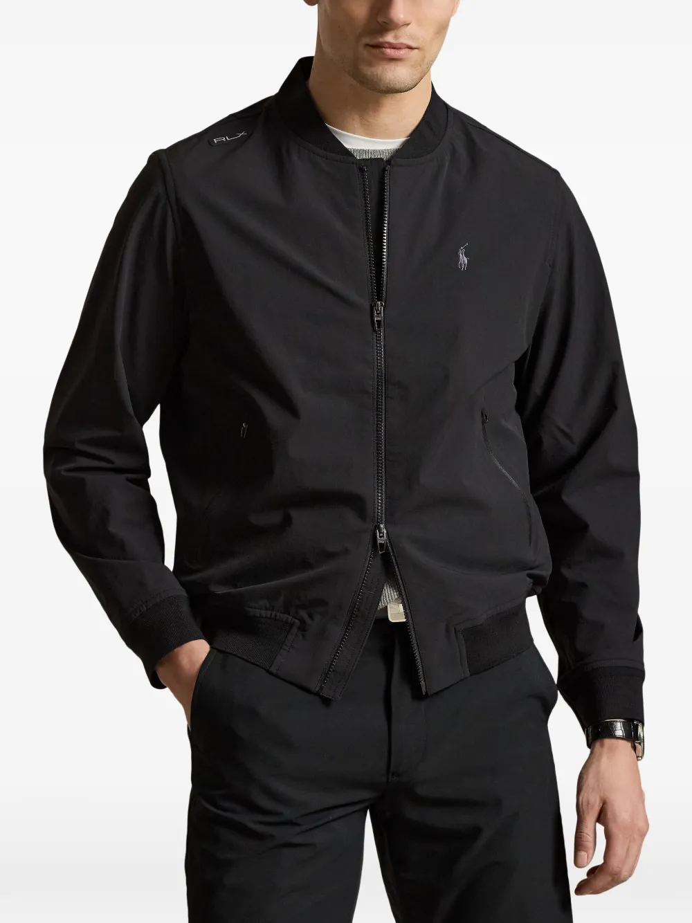 RLX Ralph Lauren Jaqueta Bomber Com Zíper | Preto | FARFETCH BR