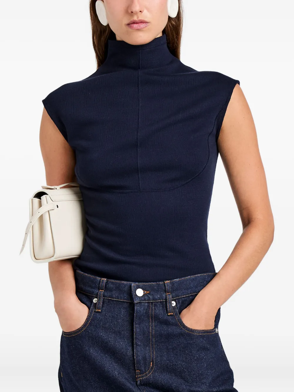 Proenza Schouler White Label Zane geribbelde top met geborsteld effect Blauw