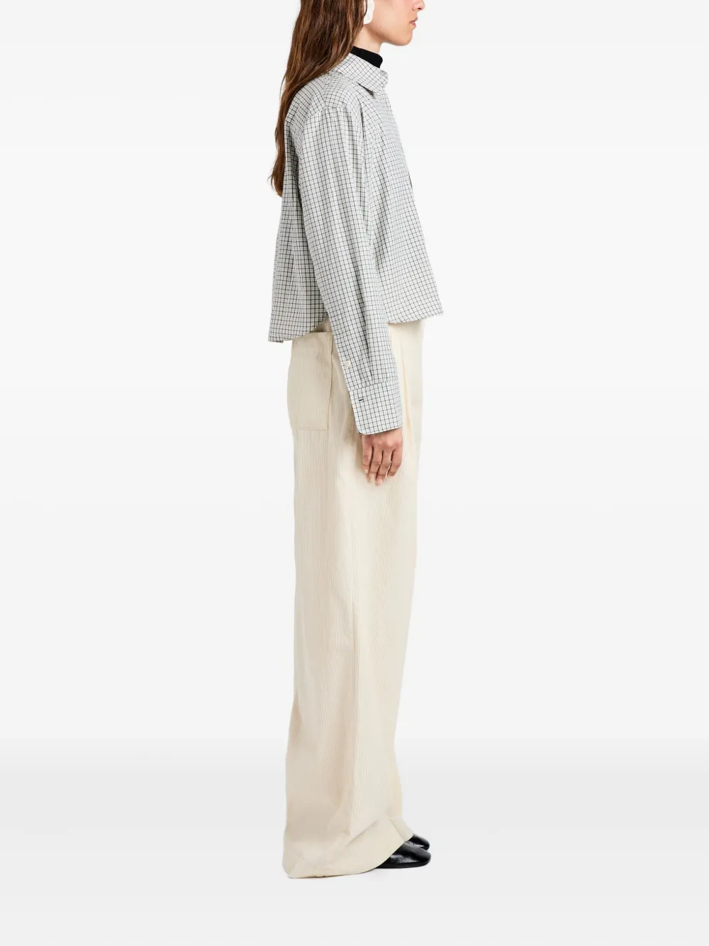 Proenza Schouler White Label Olive Check Shirt In Blue