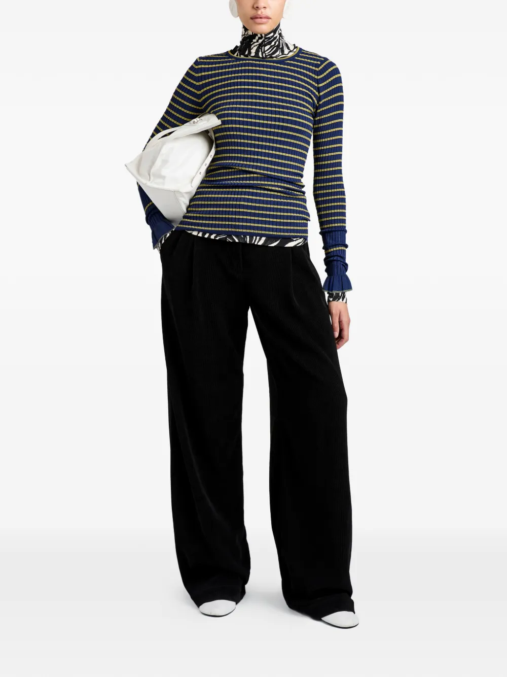 Yasmine Striped Ruffled Sweater