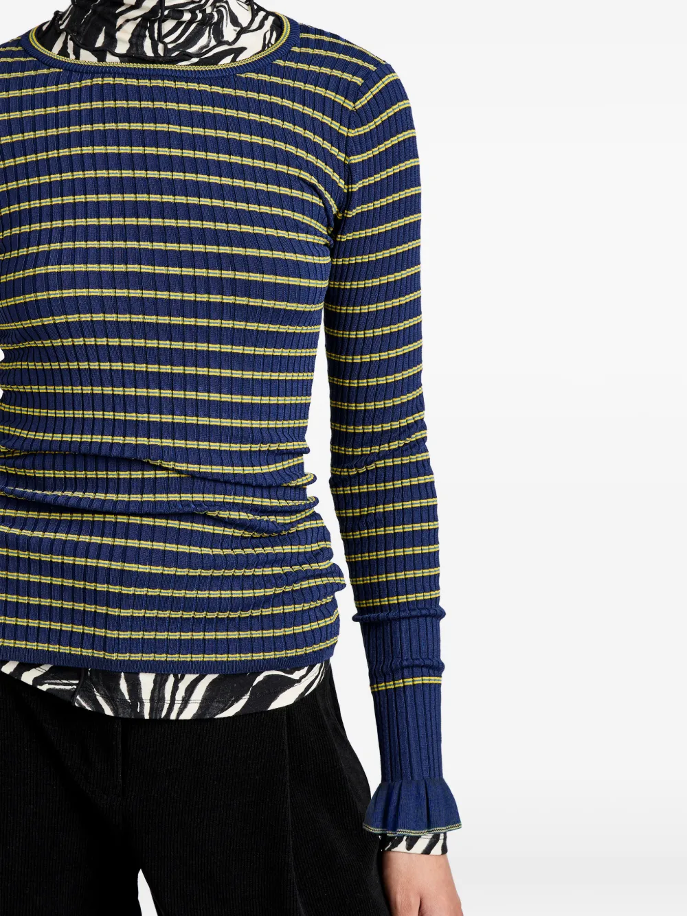 Yasmine Striped Ruffled Sweater