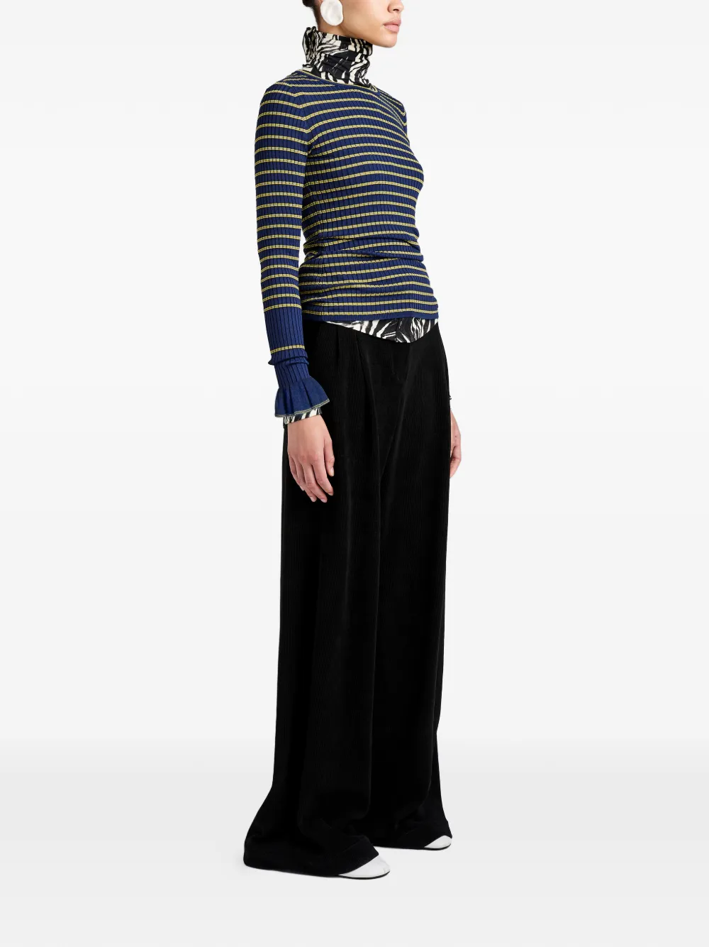 Yasmine Striped Ruffled Sweater