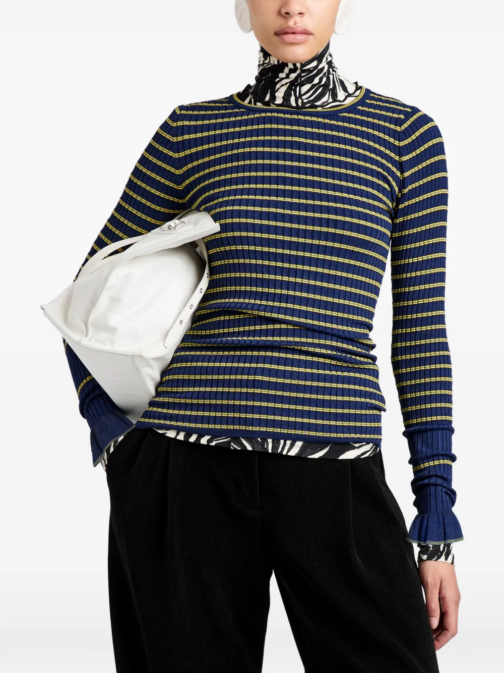 Yasmine Striped Ruffled Sweater