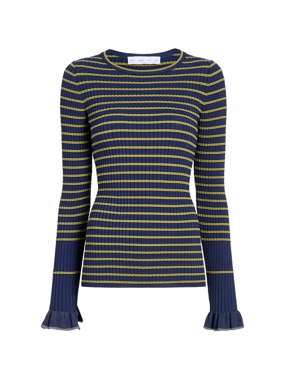 Proenza Schouler White Label Yasmine gestreepte trui met ruches Blauw