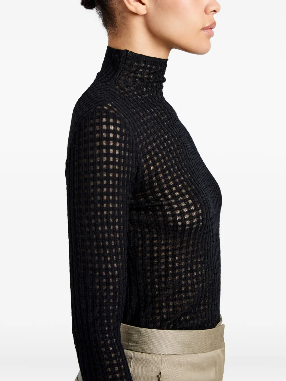 Proenza Schouler White Label Zella geruite top van merinowol Zwart