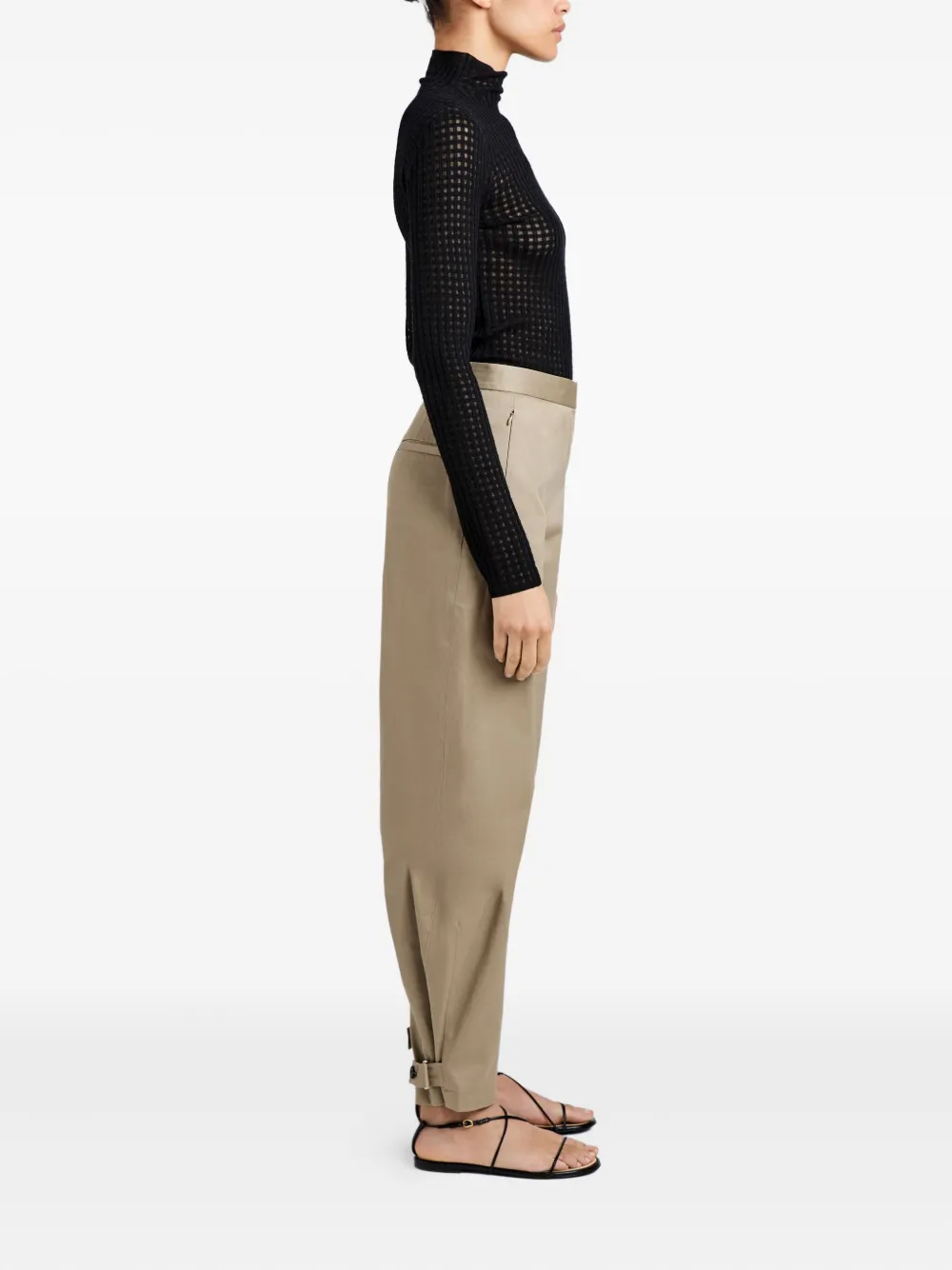 Proenza Schouler White Label Zella geruite top van merinowol Zwart