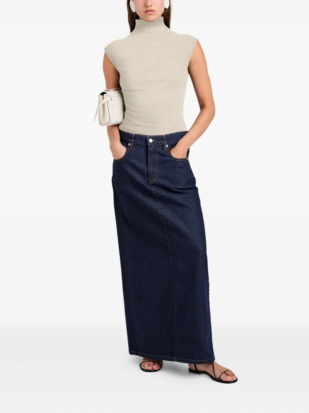 Proenza Schouler White Label Zane Brushed Rib Top In Neutral