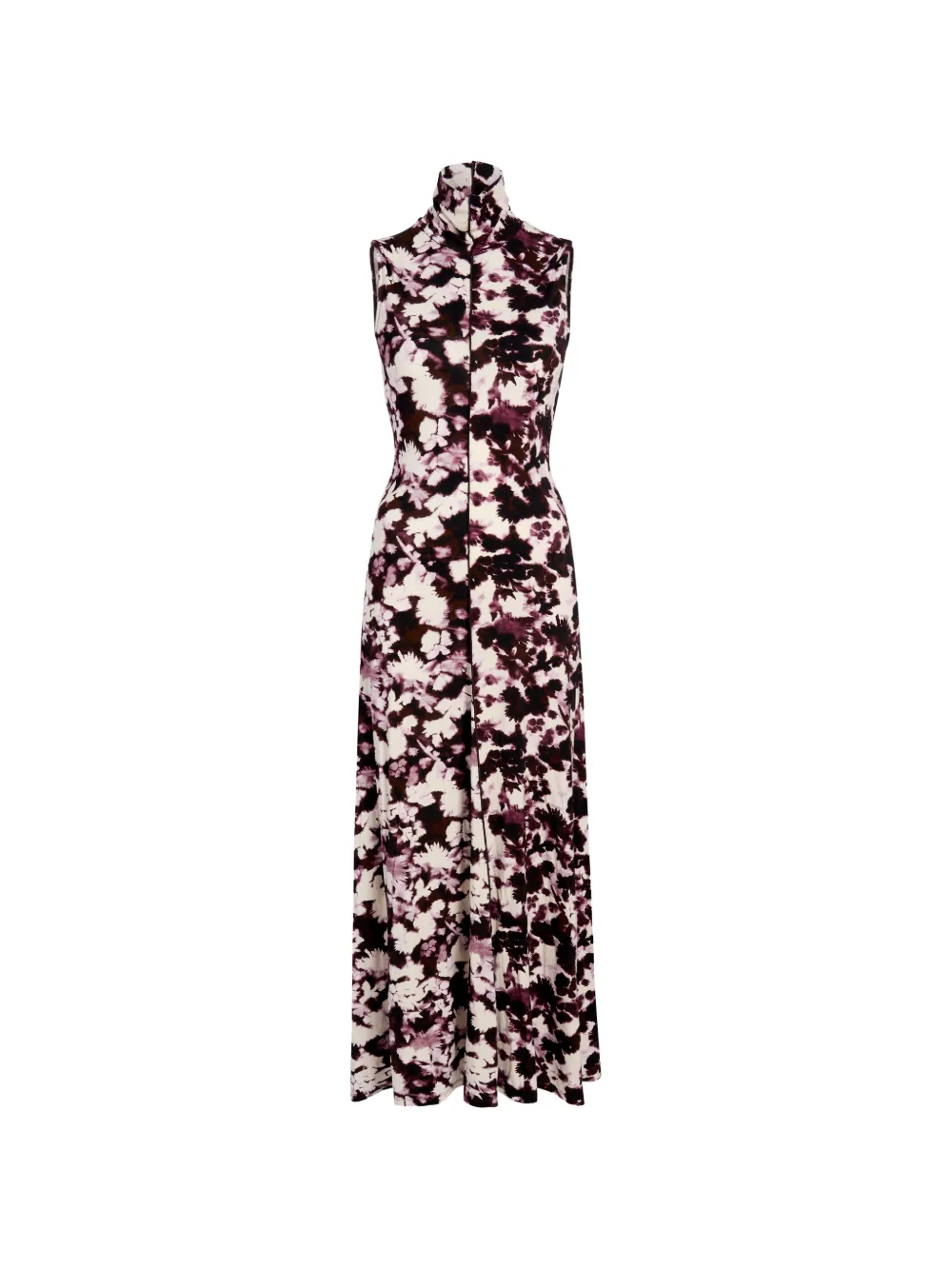Proenza Schouler White Label Valentina jurk met hoge hals en print Beige