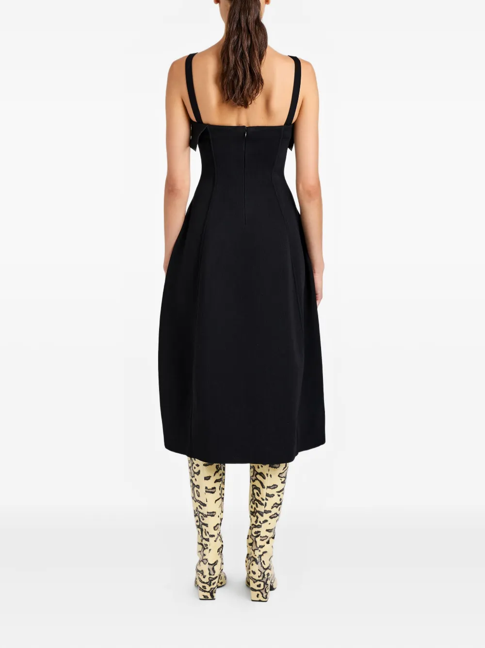 Proenza Schouler Blanca Ruffled Midi Dress In Brown