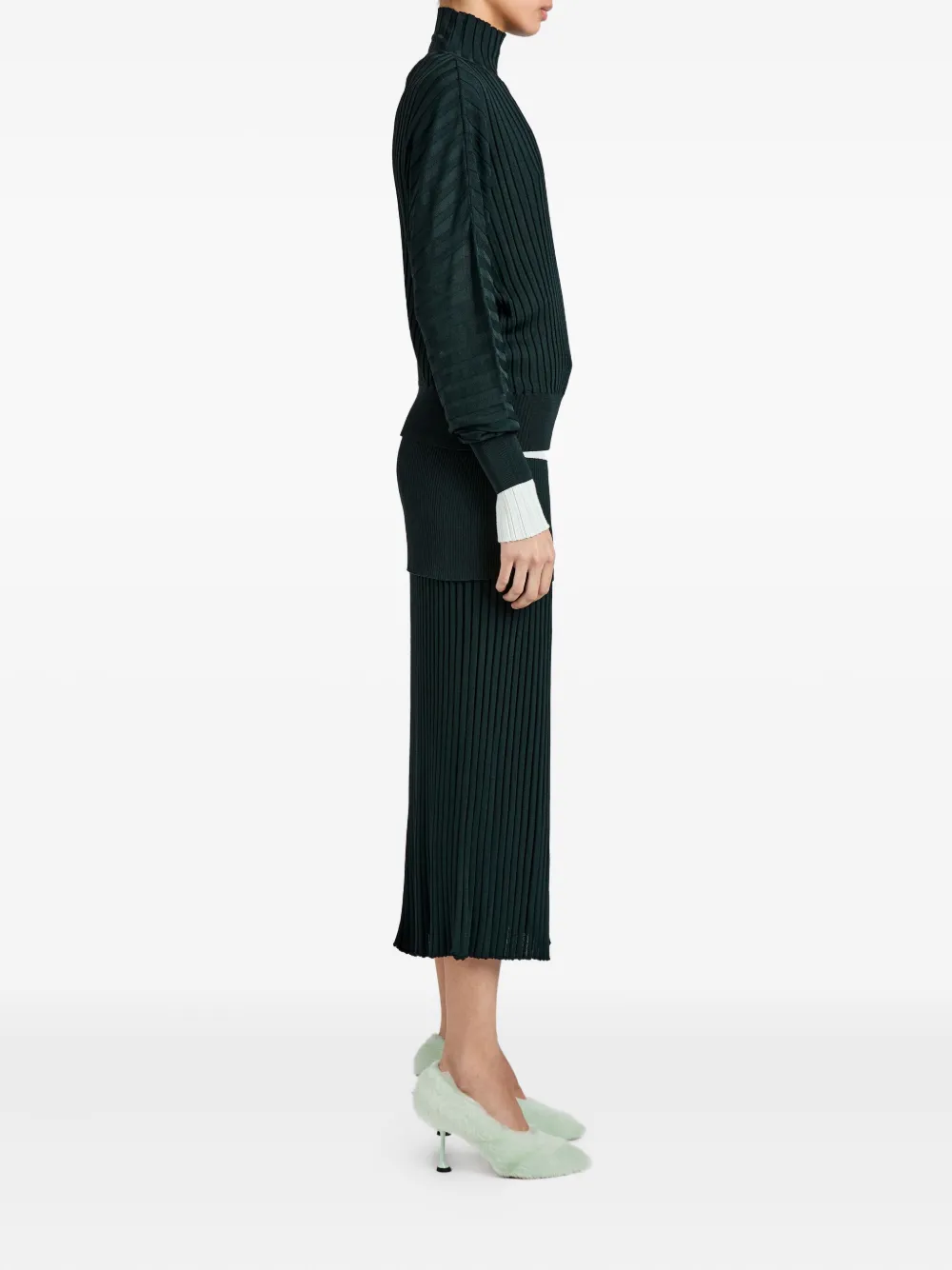 Proenza Schouler Luiza geribbelde midi-rok Groen