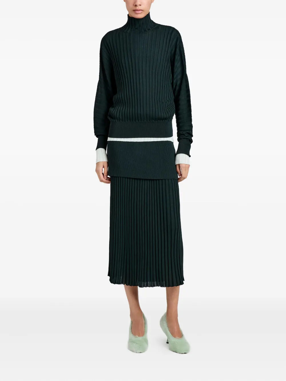 Proenza Schouler Luiza ribbed midi skirt - Groen