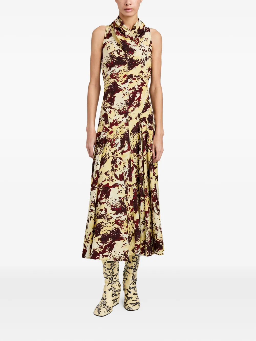 Proenza Schouler Adelide printed-pattern midi dress - Beige
