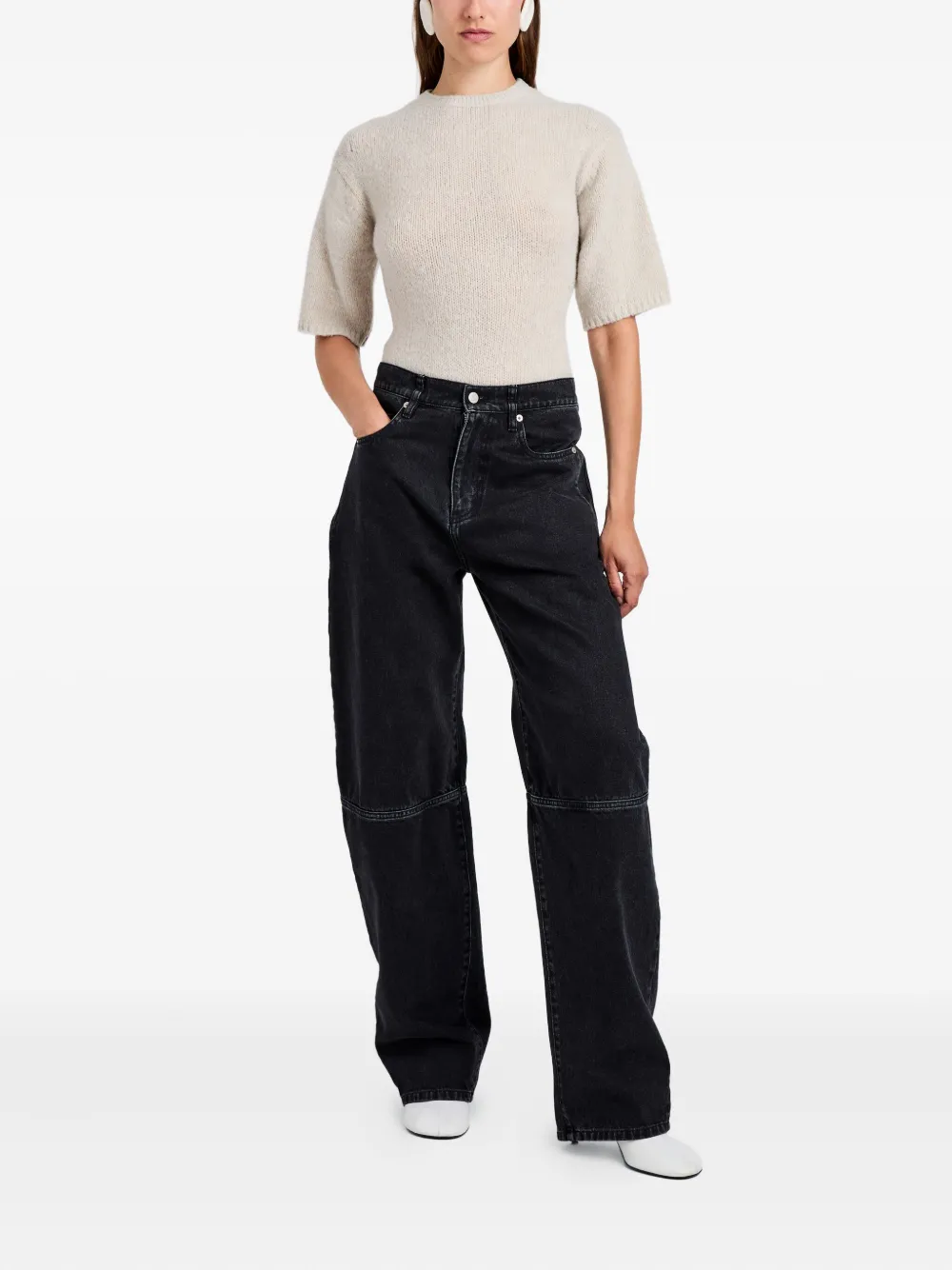 Proenza Schouler White Label Dana trui met korte mouwen Beige