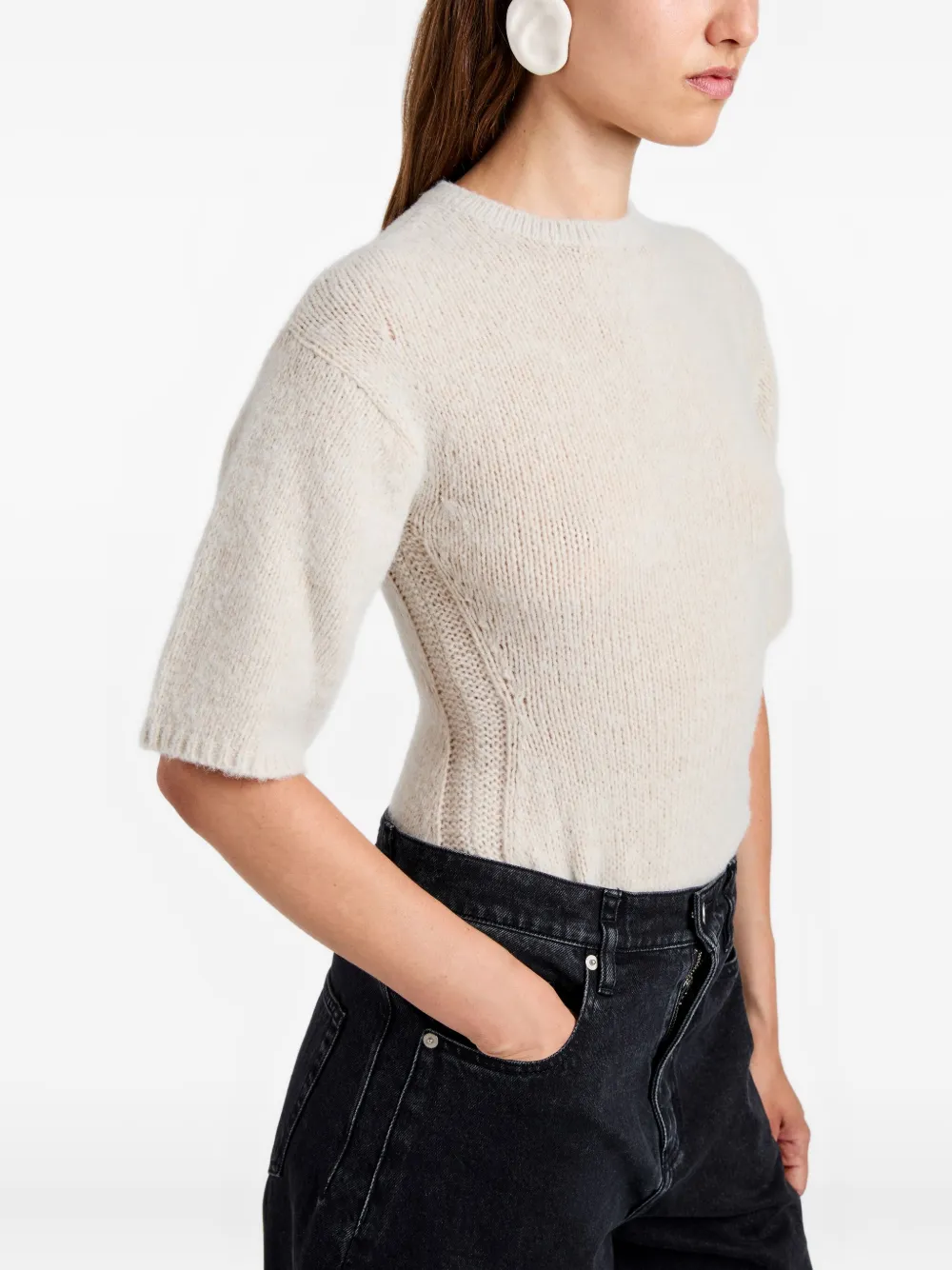 Proenza Schouler White Label Dana trui met korte mouwen Beige