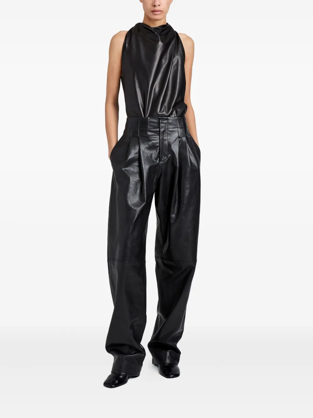 Proenza Schouler Iza gedrapeerde top Zwart