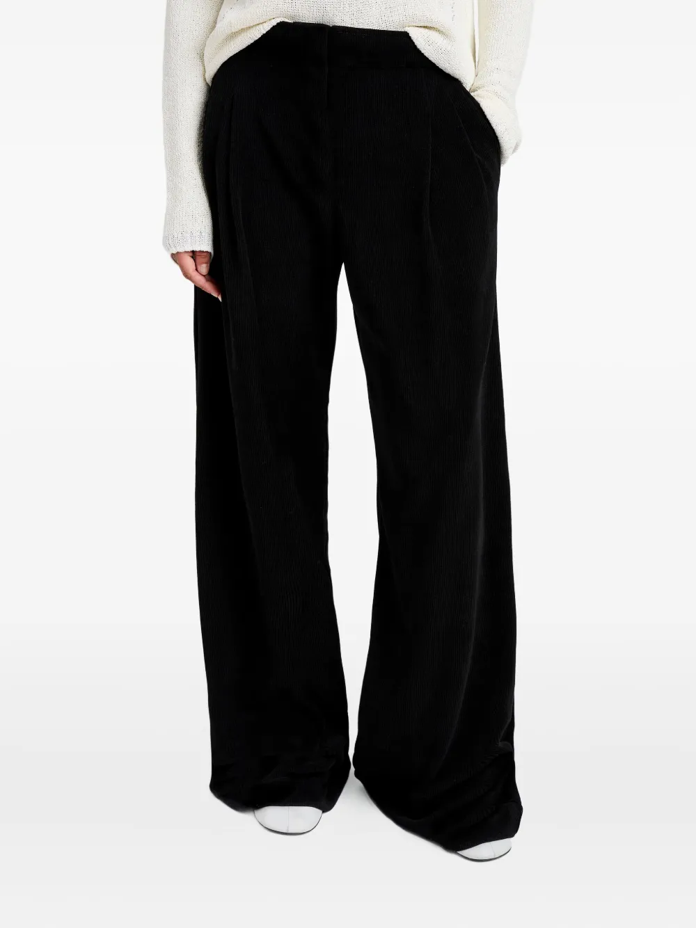 Proenza Schouler White Label Aria ribfluwelen broek Zwart