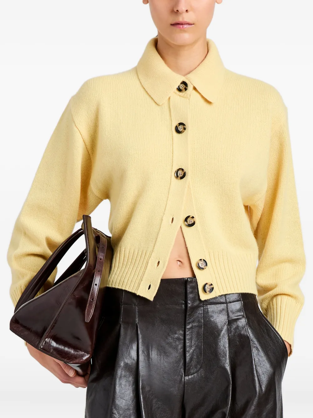 Proenza Schouler Rocia Cashmere Crop Cardigan In Yellow