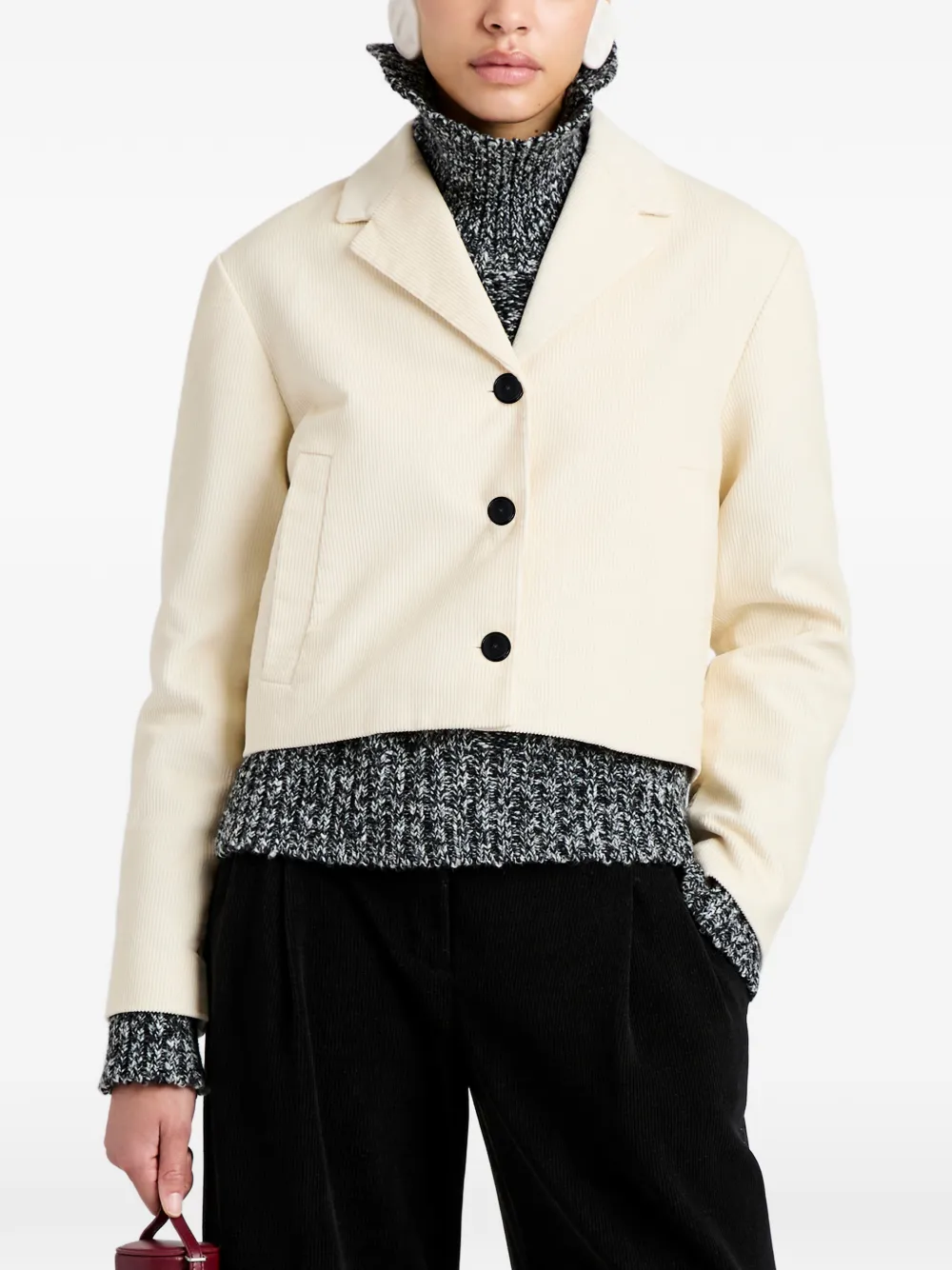 Proenza Schouler White Label Nima ribfluwelen cropped jack Beige