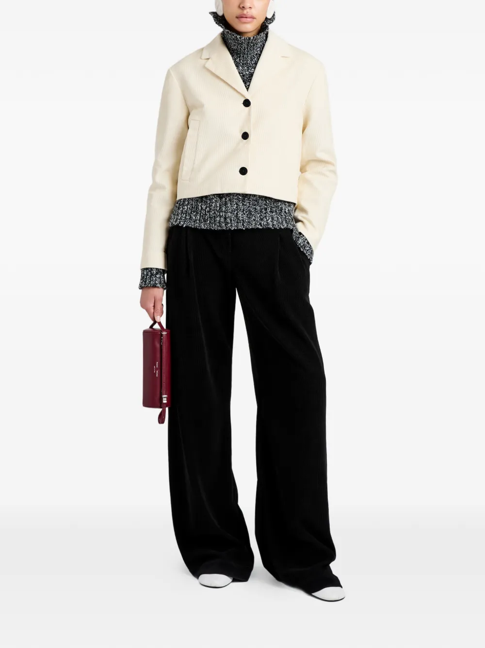 Proenza Schouler White Label Nima ribfluwelen cropped jack Beige