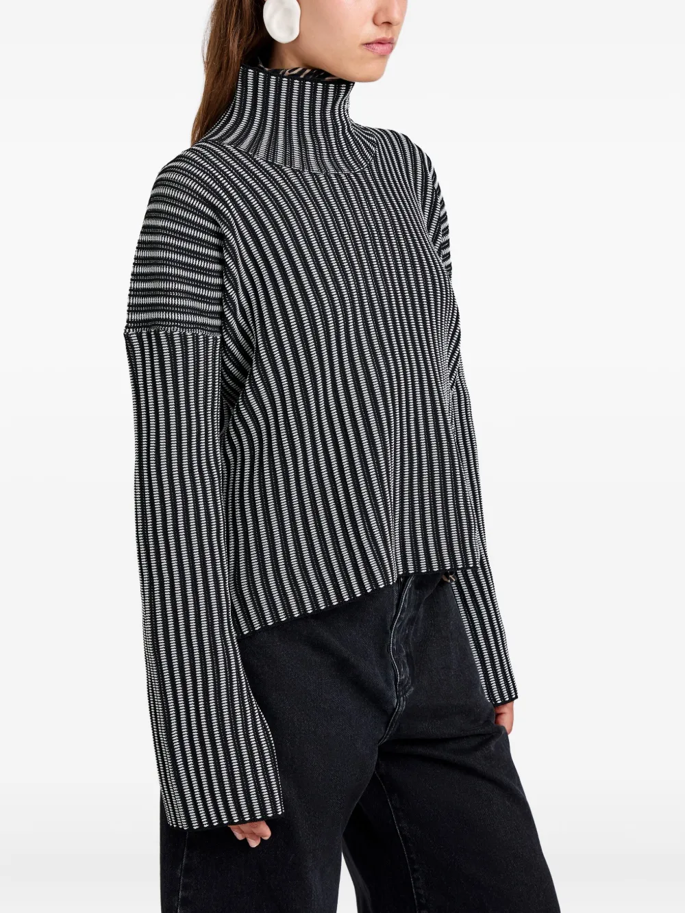 Proenza Schouler White Label Elysia gestreepte gebreide trui Zwart