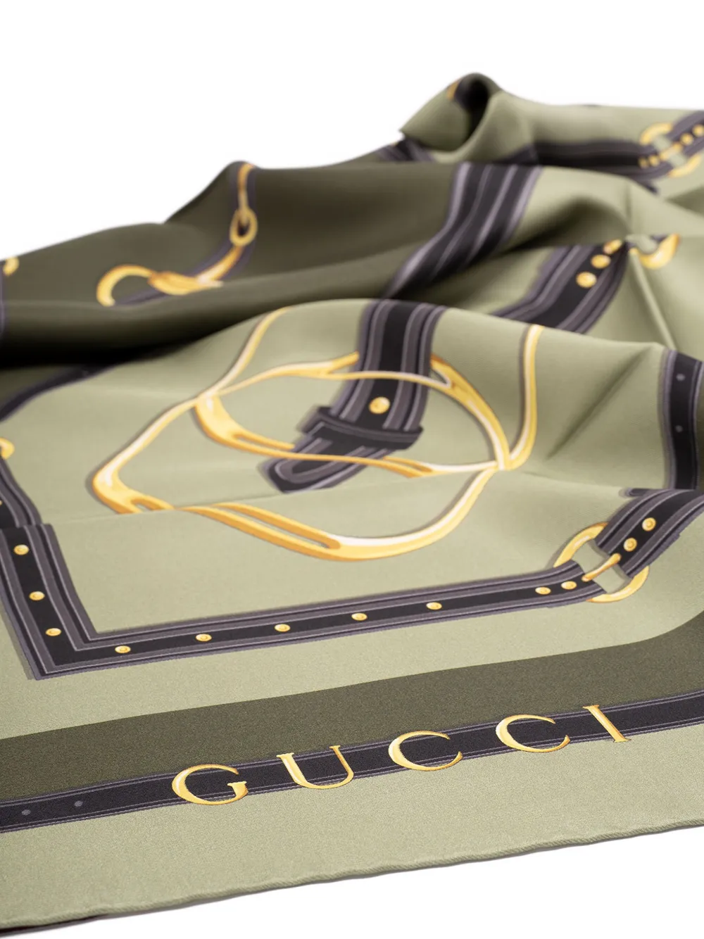 Gucci Printed Silk Scarf - Green 