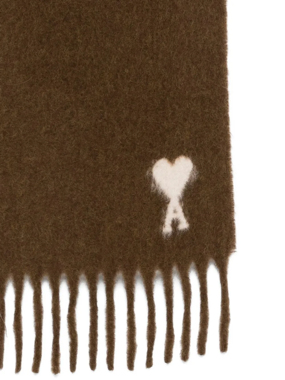 AMI Paris brown alpaca off white scarf - Bruin