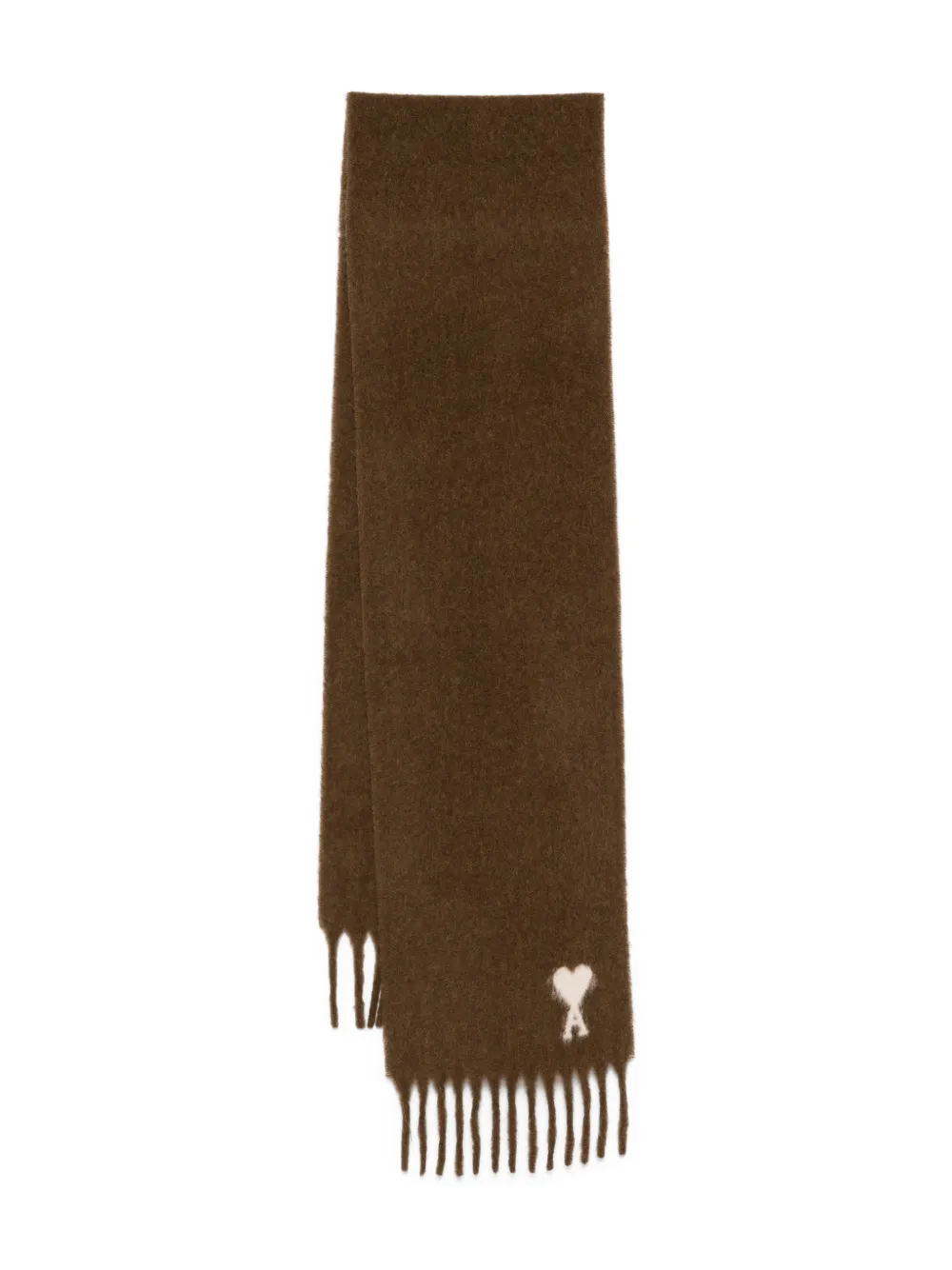 Ami Alexandre Mattiussi Brown Alpaca Off White Scarf In Brown