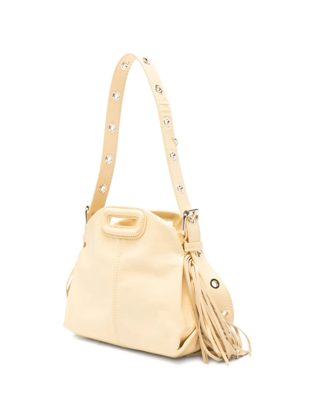 Maje Miss M matte mini-tas met gebarsten effect Geel