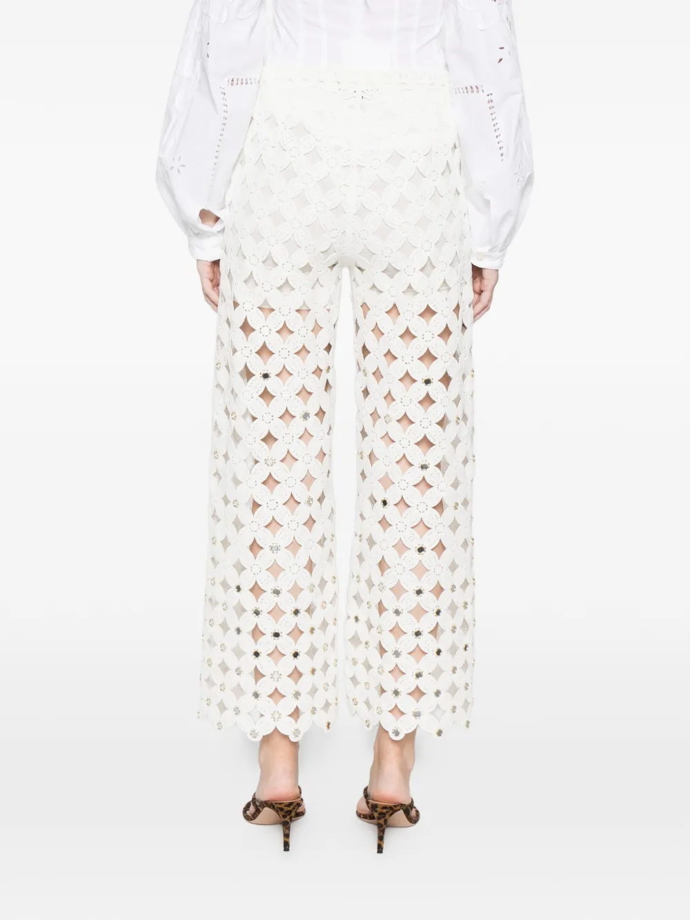 Maje Gewelfde gehaakte broek Wit