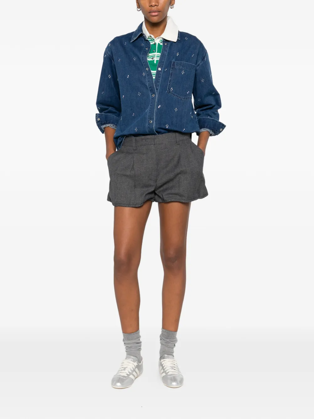 Maje Blouse verfraaid met kristallen - Blauw