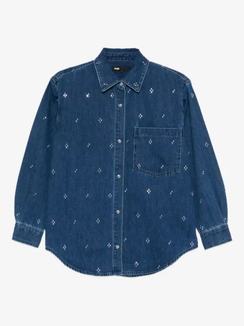 Maje camisa de mezclilla con detalles de strass