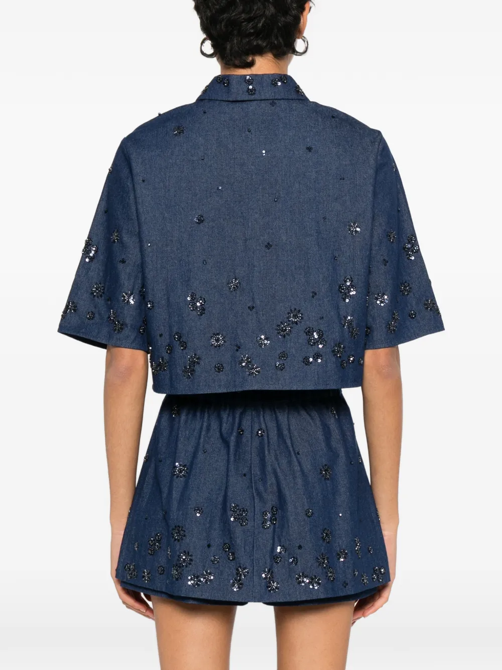 Maje Katoenen blouse met verfraaide knopen Blauw