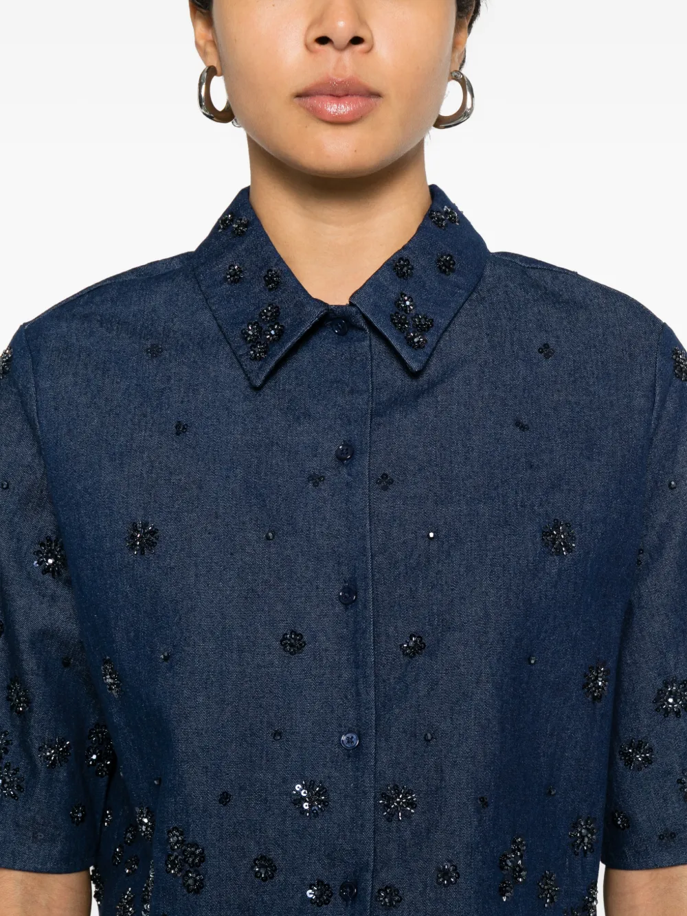 Maje Katoenen blouse met verfraaide knopen Blauw