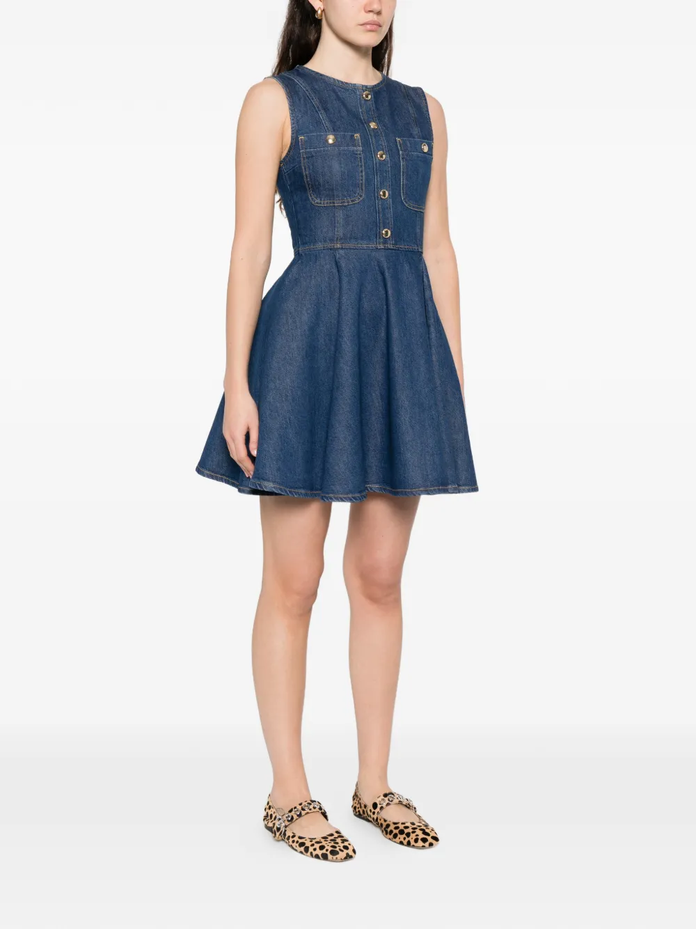  Maje Buttoned Pocket Mini Dress - Blue 