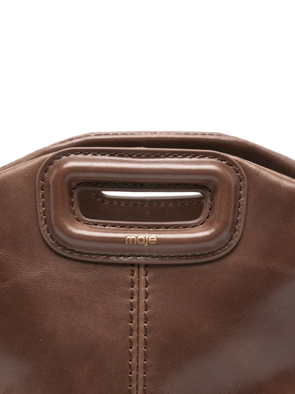Maje Miss M leren mini-shopper met franje Bruin