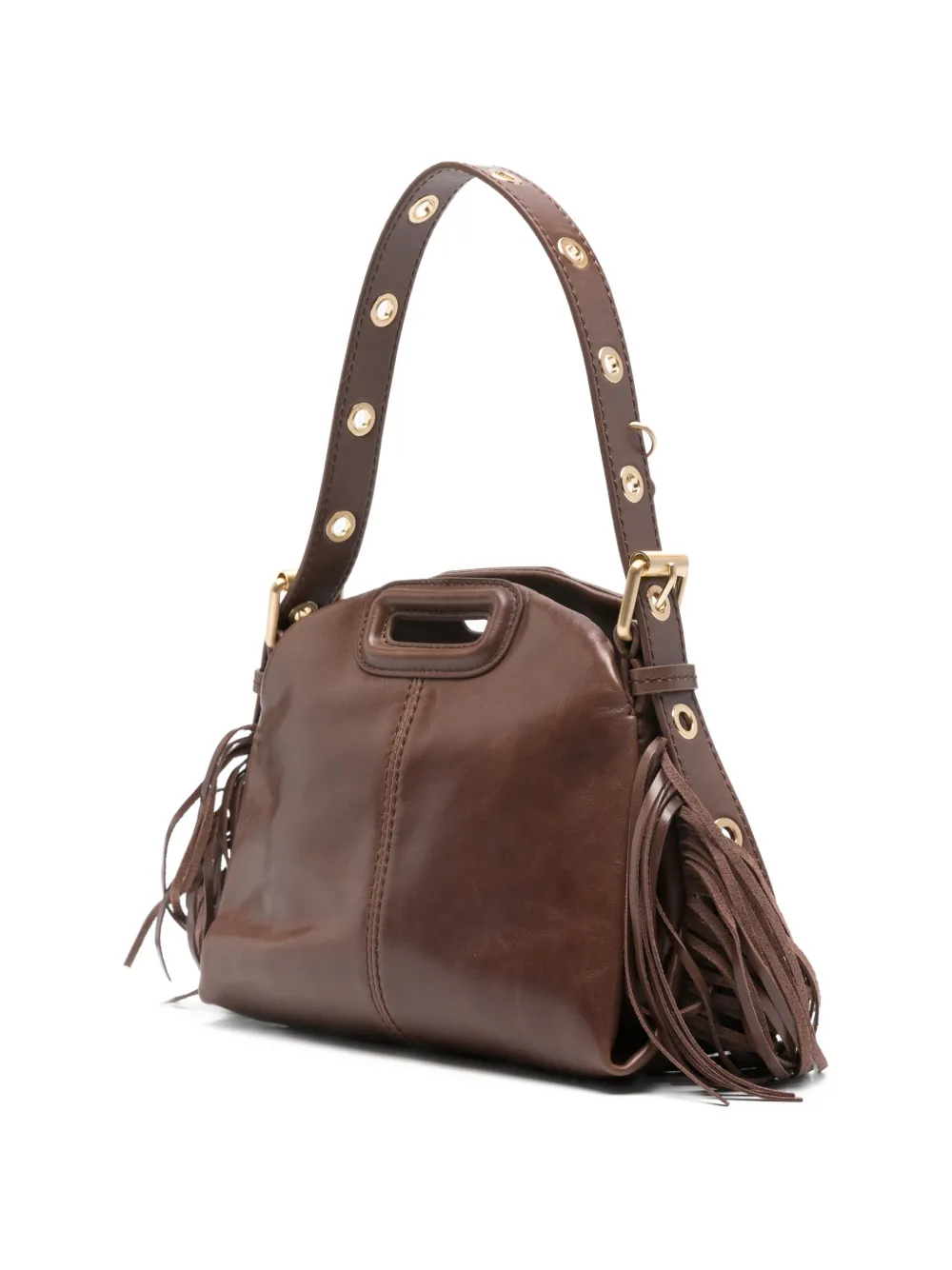  Maje Fringed Leather Tote Bag - Brown 